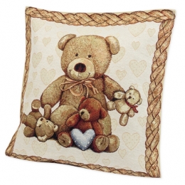 Gobelin-Kissen Teddybär, ca. 45x45cm
